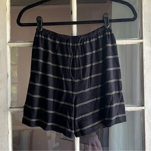 Vince Black Striped Drawstring Pull On Shorts